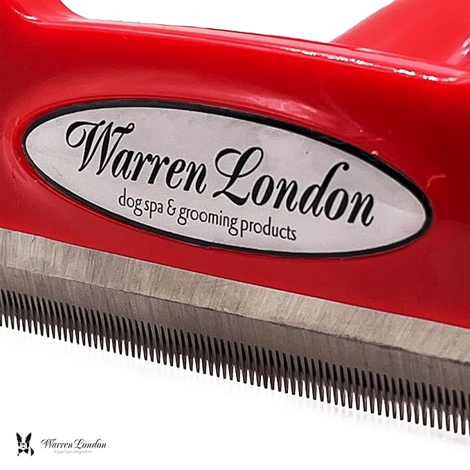 Warren London Deshedding Brush for Large Dogs, Long Hair | 4″ Stainless ¼″ Blade | Rapid Undercoat Removal for Goldens, Huskies & Collies | Pro Grooming Handle