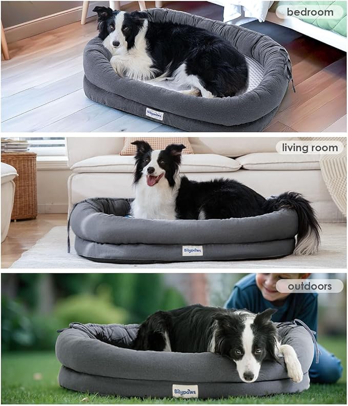 Orthopedic Dog Bed for Small Dogs, Pet Sofa Bed with Egg Crate Foam, 4-Sided Bolster, Removable Washable Cover & Anti-Slip Bottom, Small Dark Gray