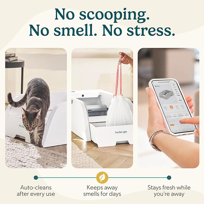 Self Cleaning Litter Box with Auto Safety Sensors for Multiple Cats - Automatic Cat Litter Box Self-Cleaning - Covered Ultra Odor Removal - Smart APP Control - Compatible On All WiFi - Electric Robot