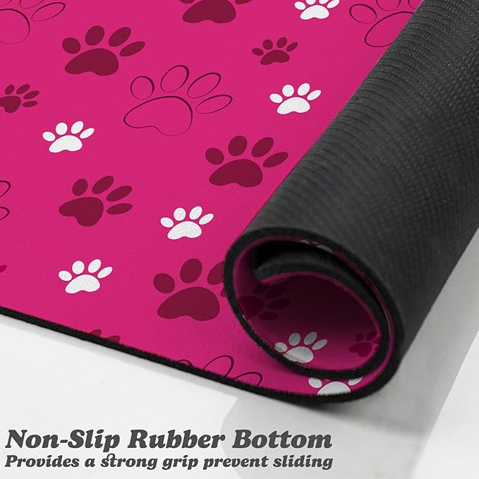 Dog Food Mat, Absorbent Water Bowl Mats Cat Pet Feeding Placemats Pink 24 * 32 inch