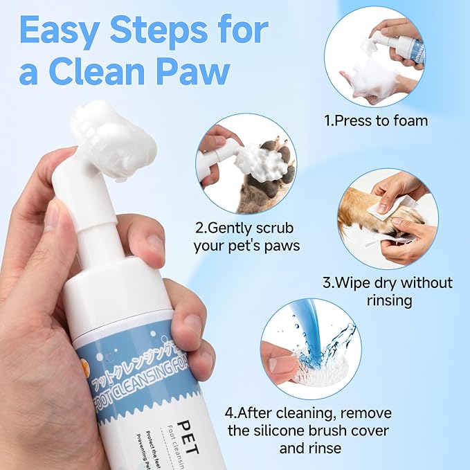 Pet Steam Brush Dog Cat Grooming Comb Shedding, Floating Hair, Smooth & Detangling, Gentle Cool Mist Softens Hair Reduces Static Helps Pets Who Dislike Bathing,Includes Shampoo and paw cleaning foam