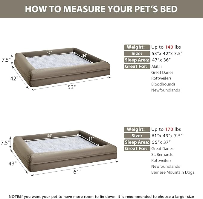 WNPETHOME Giant Dog Bed, Washable Dog Couch with Removable Waterproof Cover, Orthopedic Large Pet Sofa Bed with Bolster Sides for Sleeping