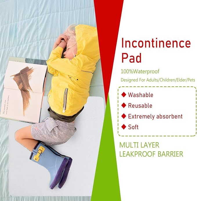 Bamuho 2 Pack Pee Pads for Kids 34"x 36", Washable Potty Training Bed Pads for Toddlers with 4 Layers of Protection, Waterproof Bed Pads Great for Children, Adults and Pets