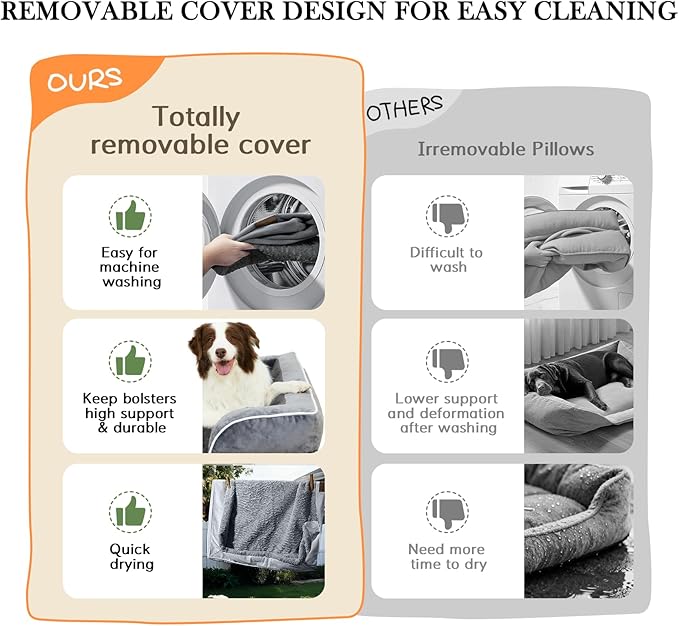 Comfort Expression Orthopedic Dog Bed for Extra Large Dogs 45x35 Inch, Waterproof Egg Crate Foam XL Pet Bed with Removable Bolsters, Dog Couch with Washable Cover & Non-Slip Bottom, Dark Green