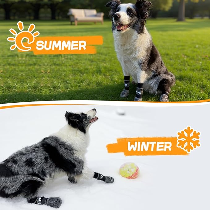 Non-Slip Dog Socks & Owner Sock Set- Extra-Grip, Paw Protection for Senior & Active Dogs