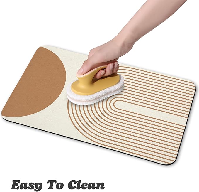 Dog Food Mats for Floors Waterproof, Cat Water Bowl Mats Pet Feeding Absorbent Mat Placemats for Food and Water Beige Bohemia 24 * 32 inch