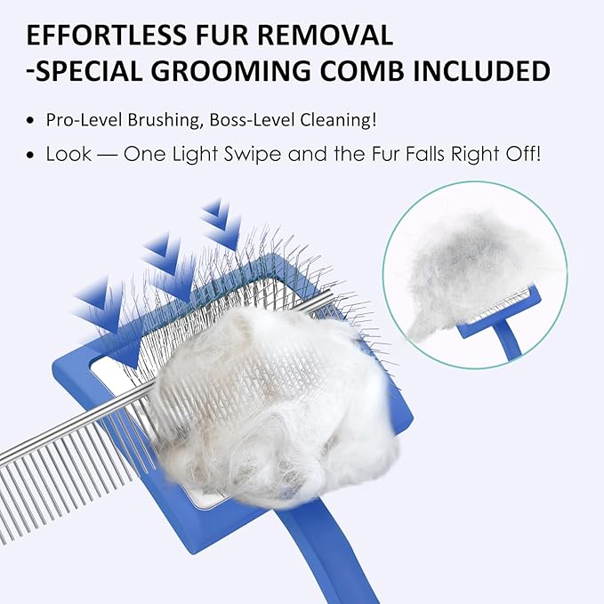Slicker Brush for Dogs & Cats, Large Dog Brush for Goldendoodles Poodles Doodles Bernedoodles, Long Pin Grooming Tools to Dematting & Reducing Tangles and Fluff, Blue