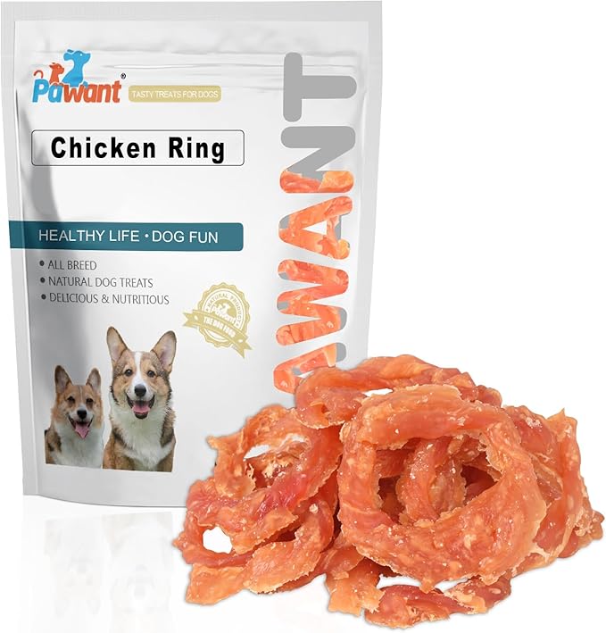 Pawant Chicken Rings Dog Treat Snacks Puppy Treats Natural Chicken Rawhide-Free Soft Healthy Dog Treats for Small Medium and Large Breed 227g