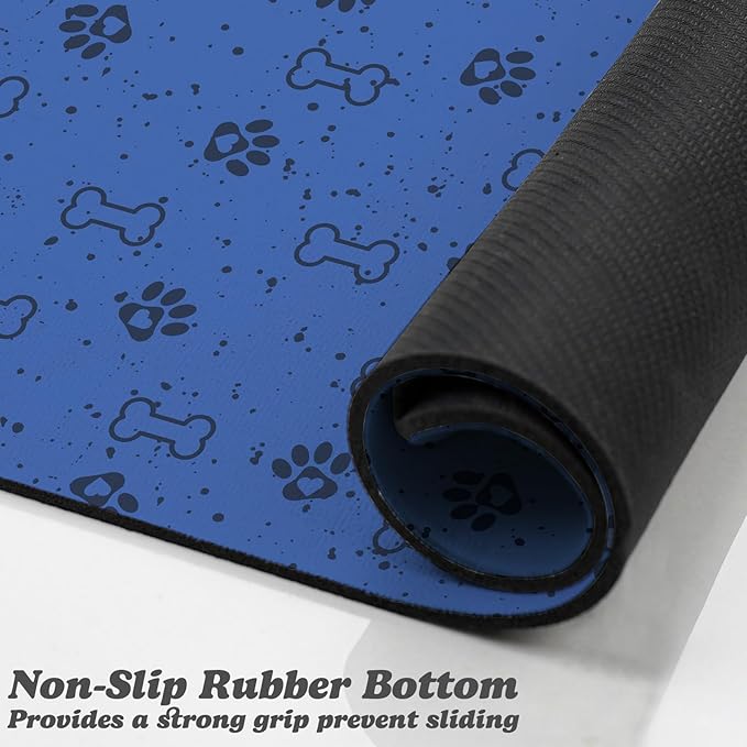 Dog Food Mats,Cat Absorbent Water Bowl Feeding Mats Pet Placemats for Food and Water Spot 17 * 30 inch