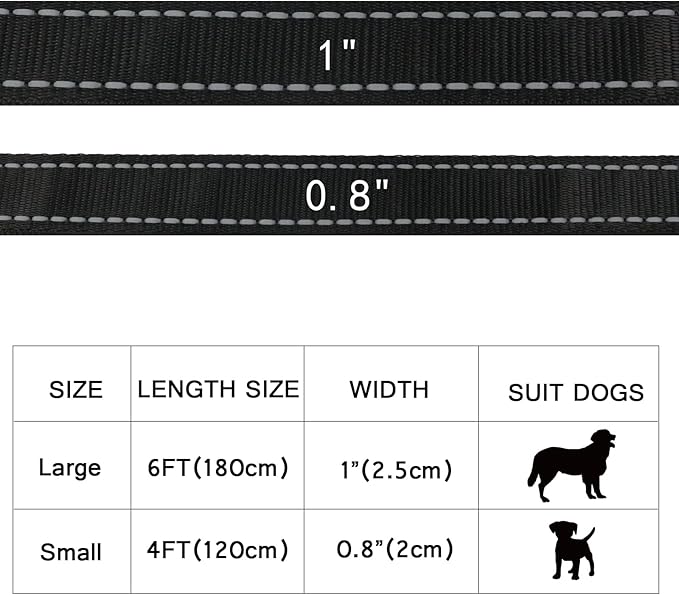 USB Rechargeable LED Dog Leash - 7 Colors & Color Cycling Mode, Light Up Dog Leash for Night Walking, Heavy Duty Padded Handle, 6FT for Small Medium Large Dogs