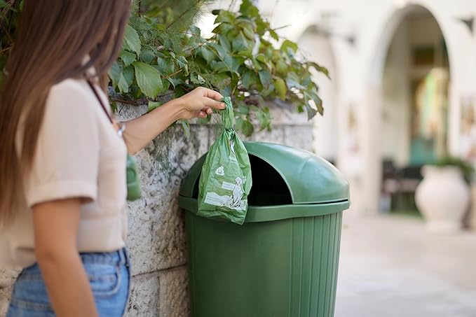 Compostable Dog Poop Bags 120 Count with Dispenser – Extra Thick Lavender Scented Pet Waste Bags, Leak Proof, Eco Friendly, Plastic Free Core, Biodegradable Dog Poop Bag Refills by Balomi Paws