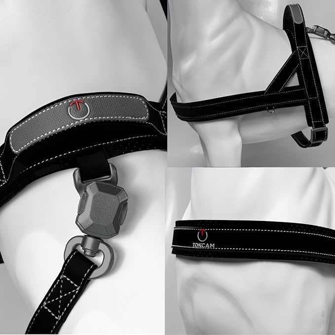Magnetic Quick-Release Buckle Dog Harness and Leash Set, Easy Walk Faux Leather Puppy Harness, Easy On & Off Dog Vest with Handle for Medium, Large Girl Boy Dogs for Hiking Training, Black, M