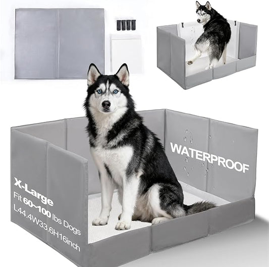 Dog Litter Box, Pee Pad Holder Foldable, Indoor Dog Potty Tray for Puppy & Large Dogs, High Walls, Seamless, No Assembly, Waterproof, Easy to Clean, No Spill,Portable for Travel