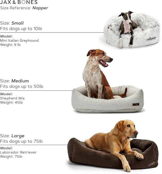Jax & Bones Dog Bed Napper - Luna Grey Machine Washable Bed For Dogs - Extra Heavy Duty Bolstered Sides - Large Grey Dog Mat Beds | 40 x 32 Inches