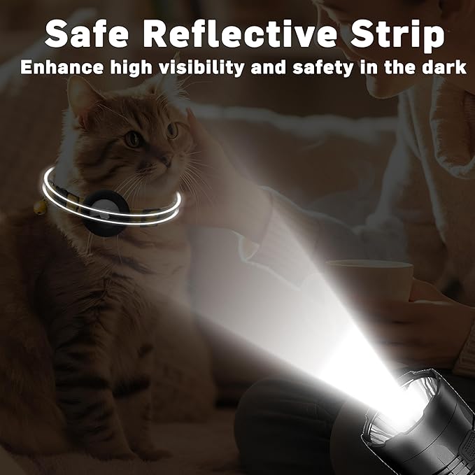Airtag Cat Collar, Safety Breakaway Cat Collar with Apple Airtag Holder, Reflective Air Tag Kitten Collar with Bell, Adjustable Tracking Collar for Kittens for Boys Girls, Yellow