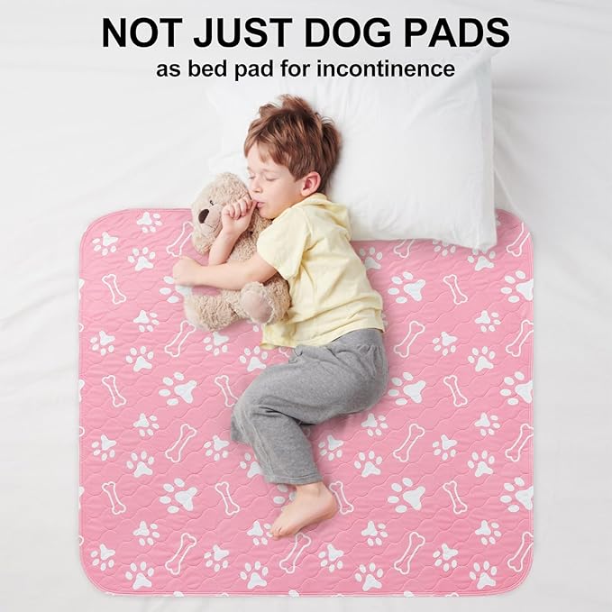BEAUTYZOO Washable Pee Pads for Dogs, 36" x 72" Extra Large Reusable Puppy Pads, Absorbent Potty Training Dog Mats, Non-Slip Pet Whelping Pads for Incontinence, Housebreak, Crate, Bed, Playpen, Pink
