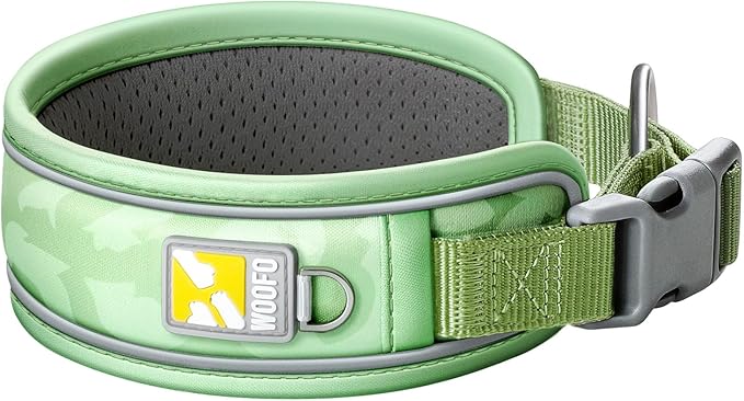 Premium Dog Collar | Super Adjustable for All Breeds, Quick Release Buckle | Extra Soft and Widened Padding & Reflective Trim Design for Safety (Large, Green)
