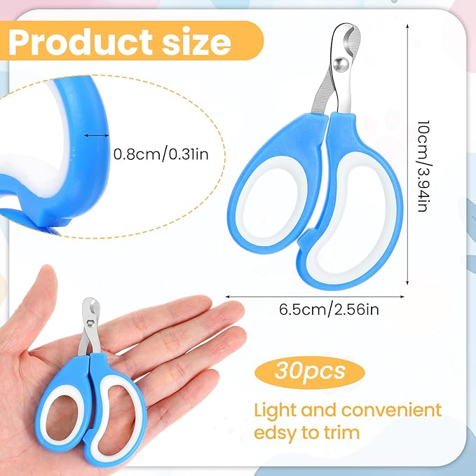MAQUITA 30 Pcs Cat Nail Clipper Pet Claw Trimmers for Kitten Puppy Pet Nail Cutter Claw Care for Cattery Cat Breeders Groomers and Veterinary clinics (15 Colors)