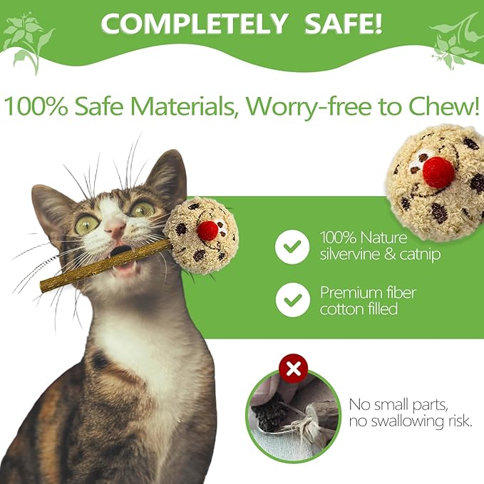 ALTABOMBA Silvervine Sticks for Cats, Lollipops Catnip Toys & Cat Chew Toy for Teeth Cleaning, Cat Toys for Indoor Cats (5-Pcs)