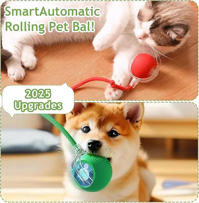 AULCTR Upgrade Interactive Cat Toys Balls for Indoor Cats, 2026 New 360° Smart Automatic Rolling Ball Toy Electric Cat Balls, Motion Activated Ball for Bored Kitten Pet Cats Dogs (Gray)