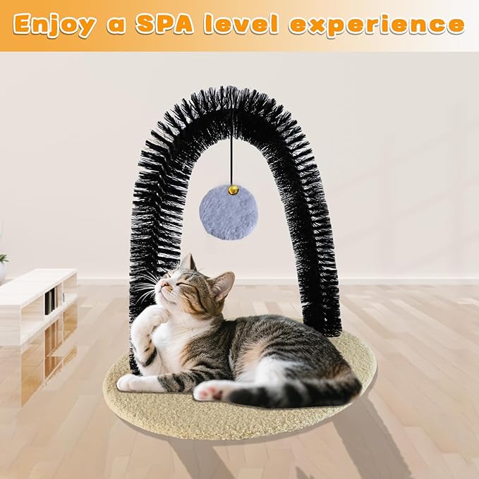 Cat Self-Groomer, Arch Grooming Brush with Scratching Toy, Cat Hair Massage and Grooming Station
