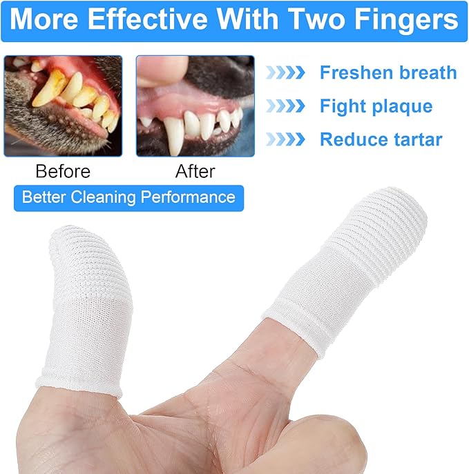 25Pcs Cat & Dog Toothbrush Finger Set for Dog & Cat, Reusable Soft Fabric Finger Toothbrush Kit Washable Oral Cleaning Wipes for Puppies Kittens at Home Dental Care (White and Clear)
