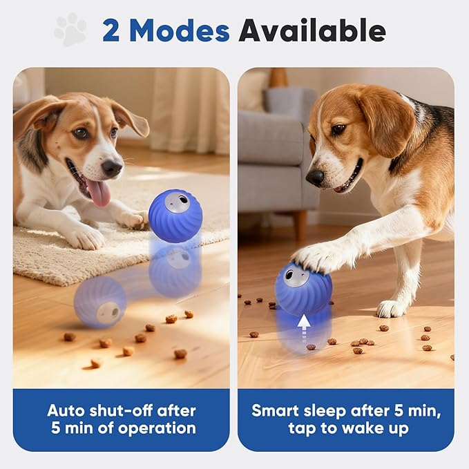 Petbobi Interactive Dog Ball, USB Rechargeable Moving Dog Toy for Treat Dispensing, 2.87" Blue Washable TPU Puzzle Ball, Interactive Dog Toys for Small & Medium Dogs, Boredom & Anxiety Relief