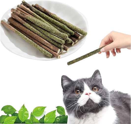 Maiguangta Natural Silvervine Sticks for Cats,Catnip Cat & Kitten Chew Toys Teeth Cleaning, Matatabi Cat Treat, Edible Kitty Toys (20PC)