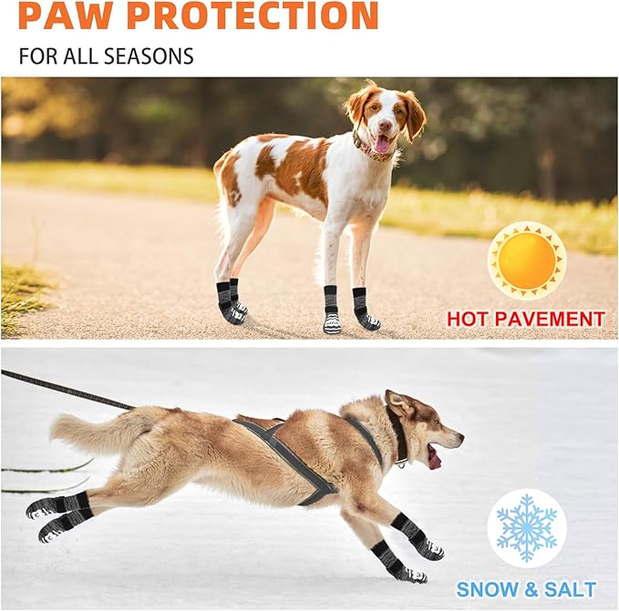 Dog Socks to Prevent Licking Paws,Grippy Socks for Senior Dog,Dog Booties for Small Medium Large Dogs Paw Protector with Grips for Hardwood Floor,Non Slip Socks for Hot/Cold Pavement,Fall