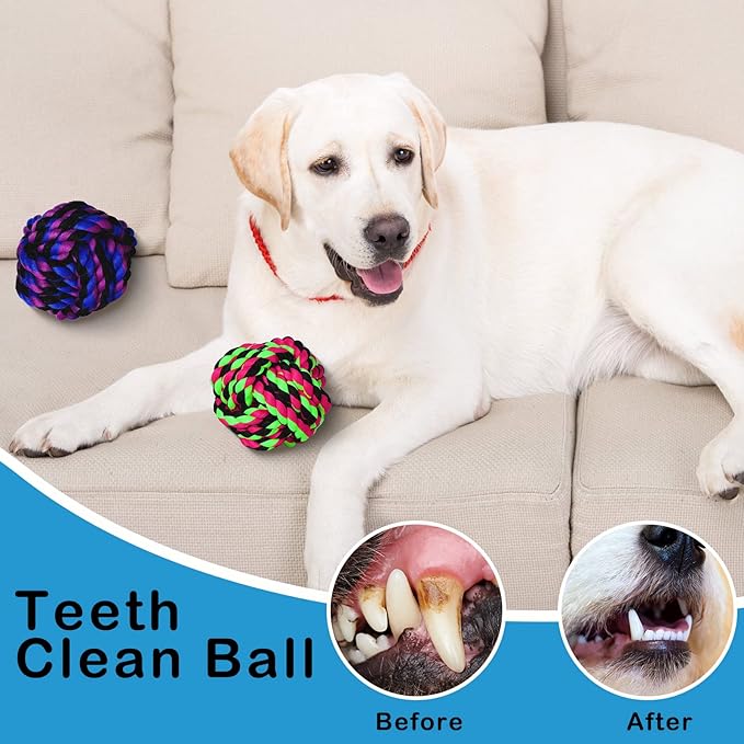Chitidr 12 Pcs Large Dog Rope Ball for Aggressive Chewer 3.54 Inches Dog Rope Chew Toy for Medium Large Breeds Ball Dental Pack for Teething Chew Biting Training