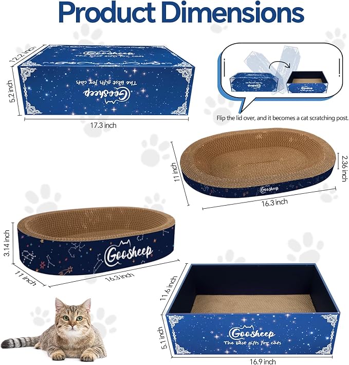 4PSC Cat Scratcher Cardboard 4-in1 Scratching Board for Indoor Cats Oval Corrugated Cardboard Cat Bed Cats Scratching Post