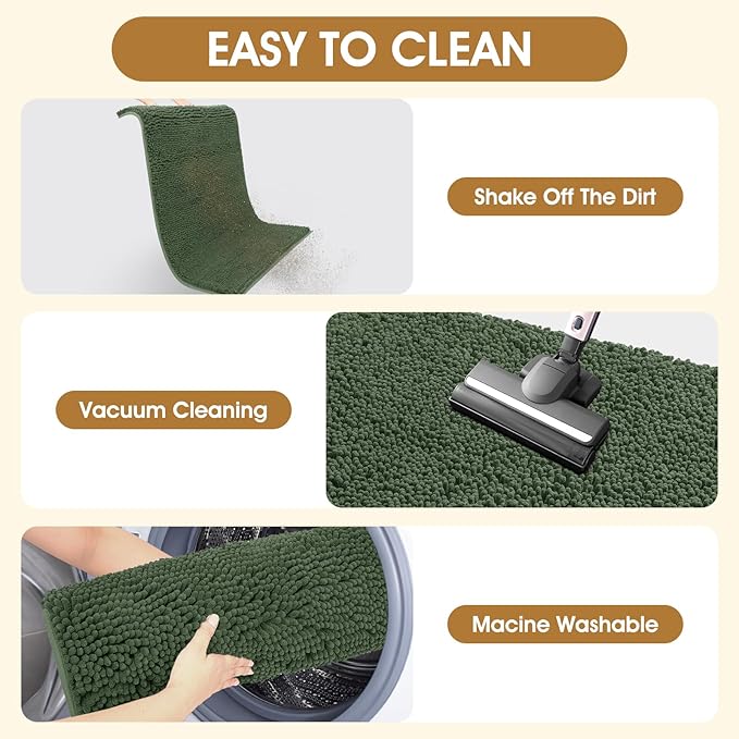 IM HOME Extra Large Dog Door Mats for Muddy Paws, 60" x 36" Christmas Chenille Absorbent Mud Mat for Dogs, Non Slip Heavy Dog Rugs for Muddy Paws, Soft Indoor Door Mat for Entryway, Mud Paw, Olive