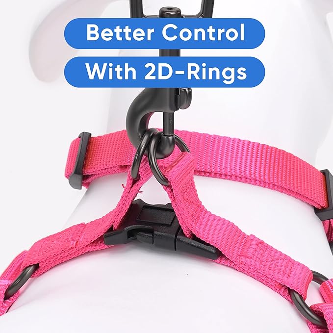 Pawtitas Personalized Dog & Puppy Harness Large Pink Custom ID Tag Adjustable No Pull Vest