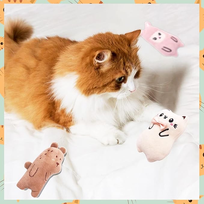 Pai Sence Cat Toys for Indoor Cats Kittens Interactive Pillow Catnip Toys with Bell Bite Toy 6 Pcs