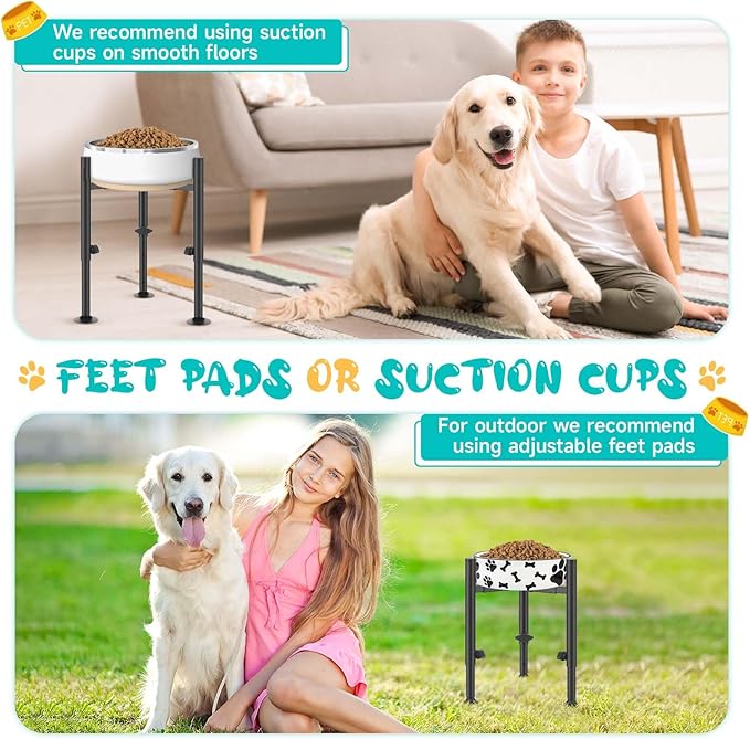 2 Pack Adjustable Dog Bowls Elevated Stand, 4 Heights, Wide 6-10",Oppro Metal Raised Tall Single Food Bowl Holder, Sturdy Lifted Water Feeder with Tray for Medium Large Small Breed,H:8”/10”/12”/13.8”