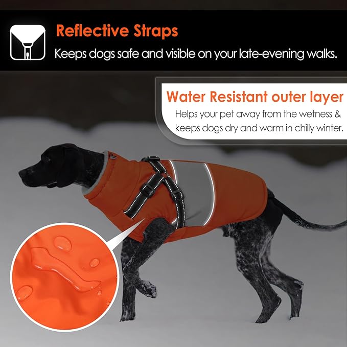 AOFITEE Dog Coat, Warm Dog Jacket with Harness Built in, Waterproof Coats for Small Dogs, Dogs Winter Coat Puffer Jacket with Zipper & Fleece Collar, Pet Snowsuit Sweater for Chihuahua Yorkshire, XS