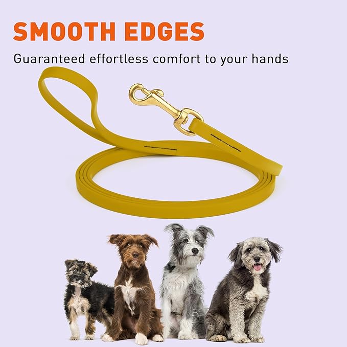 Viper Biothane K9 Working Dog Leash Waterproof Lead for Tracking Training Schutzhund Odor-Proof Long Line with Solid Brass Snap for Puppy Medium and Large Dogs, 33ft Treasure Gold