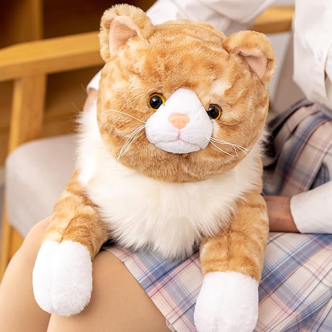 Fawowe Cat Weighted Stuffed Animals, 3.9 lbs 21.6 inch Weighted Cat Plush Toy Realistic Plush Animals Pillow Toy for Adults and Kids