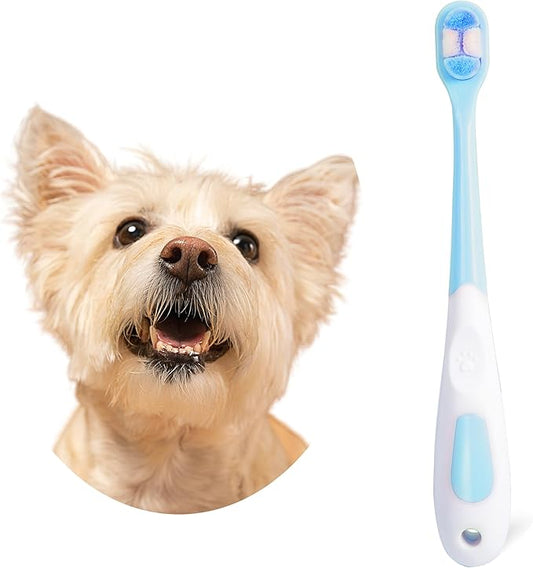 Small Dog Toothbrush, Cat & Puppy Tooth Brushing Kit, Ultra Soft & Mini Head Teeth Brush for Kitten & Tiny Pet, Doggy Toothbrushes Deep Dental Cleaning, 1 Pack - Blue