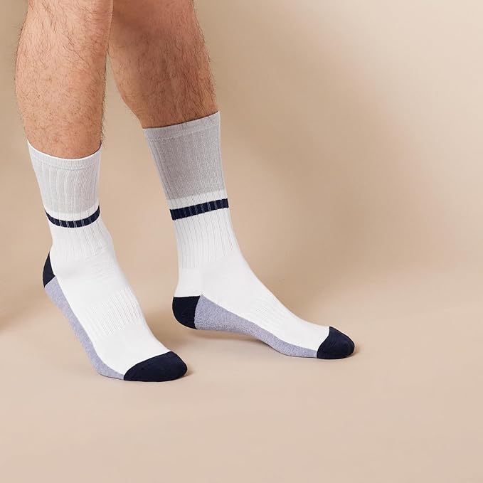 Amazon Essentials Men's Patterned Dress Crew Socks, 5 Pairs