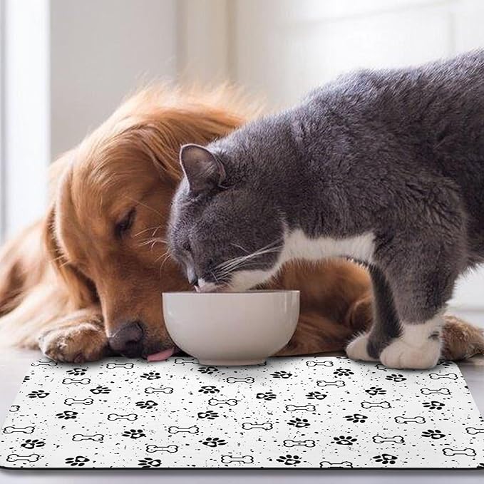 Dog Food Mats,Cat Absorbent Water Bowl Feeding Mats Pet Placemats for Food and Water Spot 24 * 32 inch