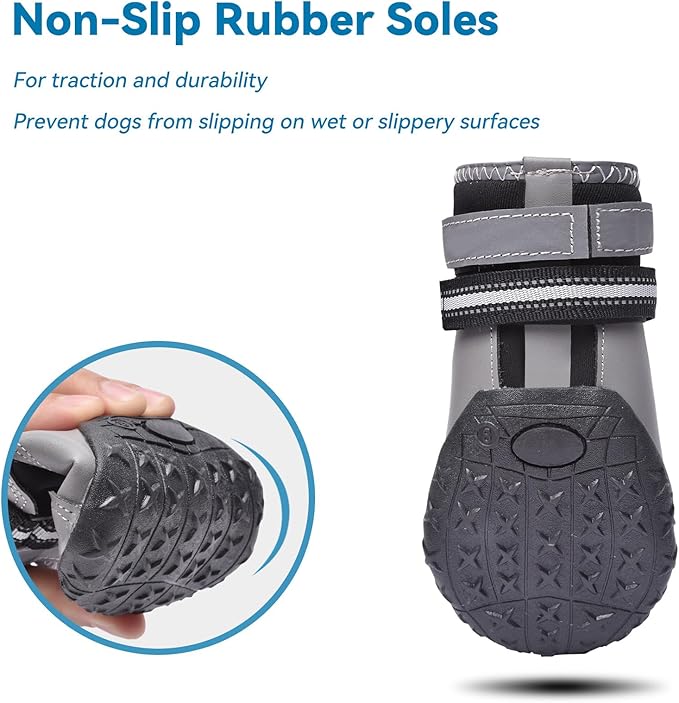 Hipaw Dog Booties for Winter,Snow Boots for Small Medium Large Dogs,Waterproof Dog Rain Shoes,Non-Slip Paw Protector for Outdoor Walking,Hiking,Indoor Hardwood Floors