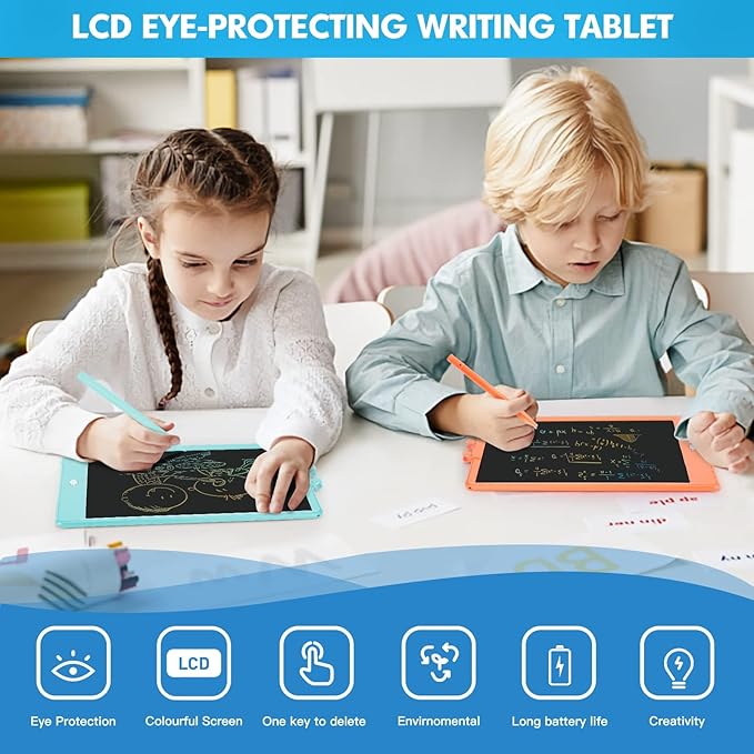 PYTTUR LCD Writing Tablet for Kids 10 Inch Colorful Toddler Doodle Board Drawing Tablet Reusable Electronic Drawing Pads Educational and Learning Toys for 3-8 Years Old Boy and Girls（Blue）