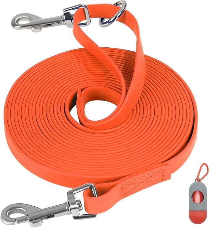 100FT Extra Long Waterproof Leash for Dogs Training, Long Dog Leash Heavy Duty Lead for Large Medium Small Dogs Outside Walking, Playing, Camping, or Yard(Orange)