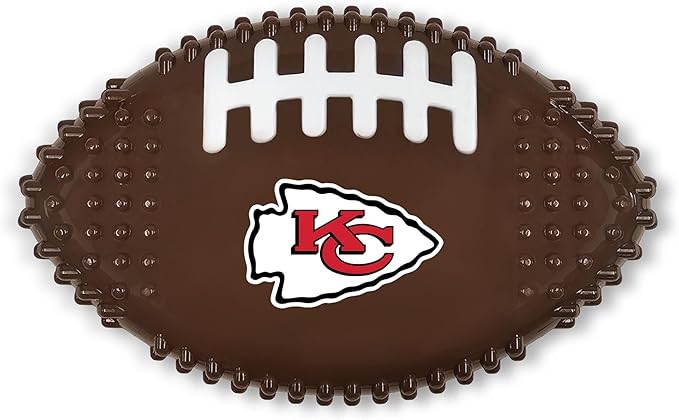 NFL Kansas City Chiefs Mega-chew Hard Nylon Bacon-flavored Dog Bone Football Chew Toy. Interactive Tasty Fun. Indestructible Strong Durable. Ideal for Aggressive Chewers
