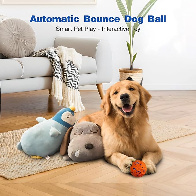 SUJF Interactive Dog Ball, Smart Interactive Dog Toys for Medium and Large Dogs, Automatic Moving Pet Ball with E-TPU Material, Rechargeable Bouncing Rotating Vibrating Dog Toy to Keep Them Busy