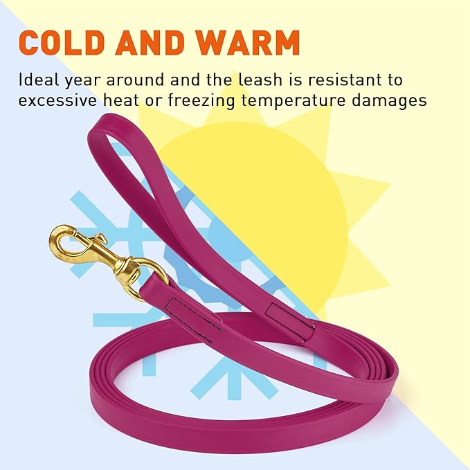 Viper Biothane K9 Working Dog Leash Waterproof Lead for Tracking Training Schutzhund Odor-Proof Long Line with Solid Brass Snap for Puppy Medium and Large Dogs, 20ft Magenta Pink