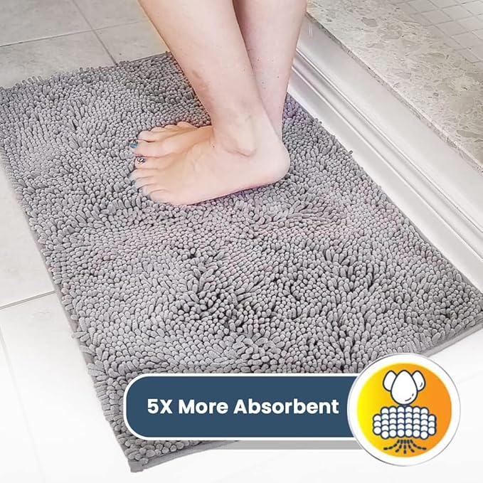 Muddy Mat® Original Dog Door Mat for Muddy Paws, Super Absorbent Microfiber, Non-Slip Washable Pet Rug, Quick Dry Chenille Entryway Carpet, Machine Washable Indoor Outdoor mat, Grey 24"x72"