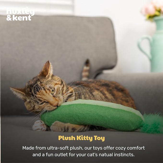 Huxley & Kent Kicker Plush Cat Toy - Interactive Catnip Toy for Cats & Kittens - Soft Canvas for Kicking & Batting - Fun Indoor Play - Pickle