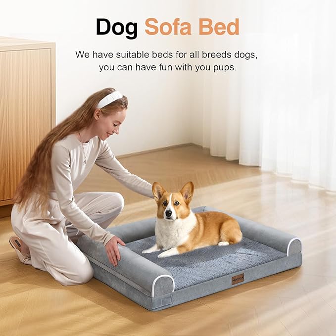 Medium Large Dog Bed Orthopedic Washable: Beds Bolster Medium Large Sized Dog Bed Egg Crate Foam Couch Sofa Waterproof with Removable Cover